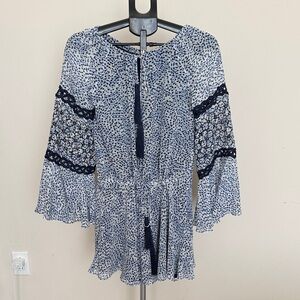 Alexis Navy and White Patterned Mini Dress